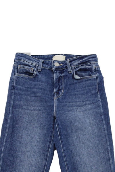 L'Agence Women Cropped Flared Blue Mid-Rise Jeans Size 23
