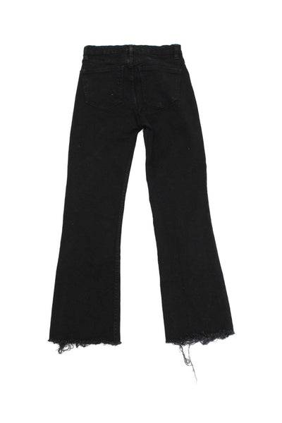 Zara Women Bootcut Flared Jeans Black Mid-Rise Cotton Blend Inseam 26 Size 0