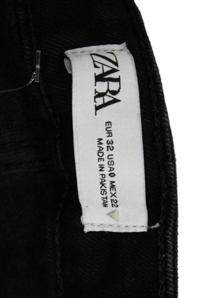 Zara Women Bootcut Flared Jeans Black Mid-Rise Cotton Blend Inseam 26 Size 0