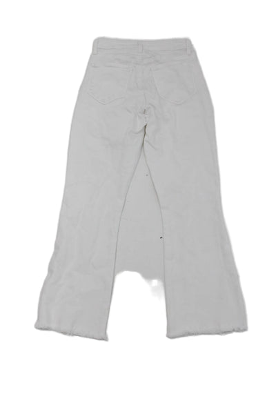 L'Agence Women Petite Cropped Flared White Jeans Size 23