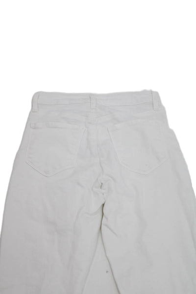 L'Agence Women Petite Cropped Flared White Jeans Size 23