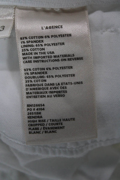 L'Agence Women Petite Cropped Flared White Jeans Size 23
