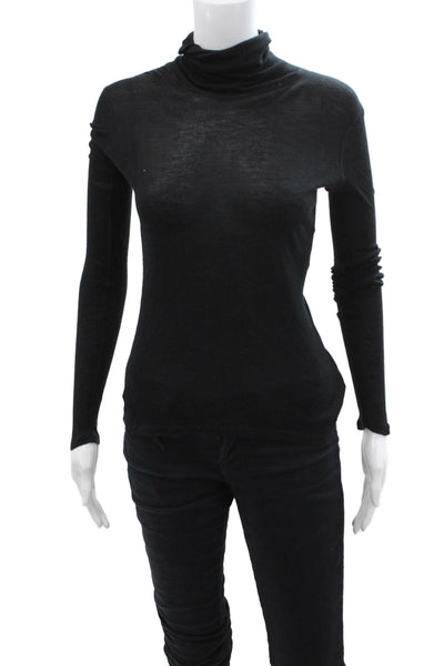 La Ligne Womens Black Turtleneck Long Sleeve Basic Top Size XS