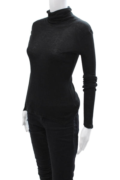 La Ligne Womens Black Turtleneck Long Sleeve Basic Top Size XS