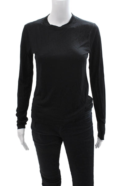 La Ligne Women Black Crew Neck Long Sleeve Jersey T-Shirt Size XS