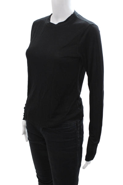 La Ligne Women Black Crew Neck Long Sleeve Jersey T-Shirt Size XS