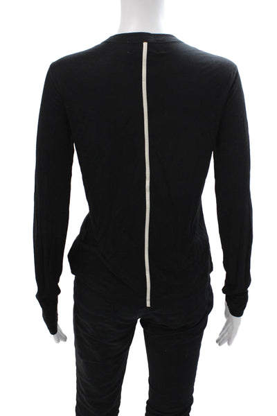La Ligne Women Black Crew Neck Long Sleeve Jersey T-Shirt Size XS