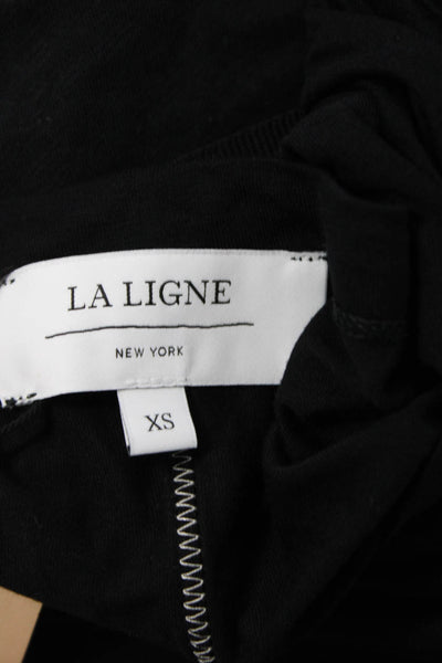 La Ligne Women Black Crew Neck Long Sleeve Jersey T-Shirt Size XS