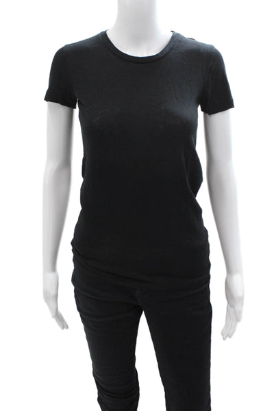 J Crew Womens Basic Black Cotton Crew Neck T-Shirt Size 2XS