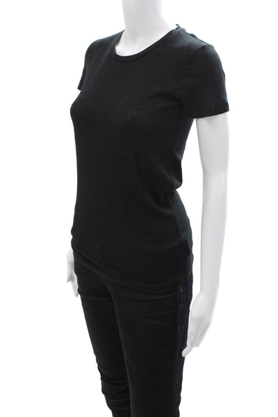 J Crew Womens Basic Black Cotton Crew Neck T-Shirt Size 2XS