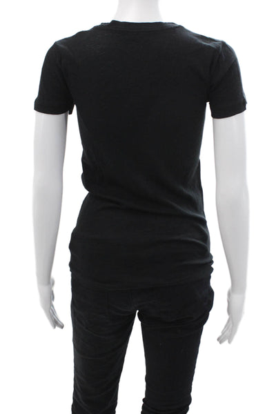 J Crew Womens Basic Black Cotton Crew Neck T-Shirt Size 2XS