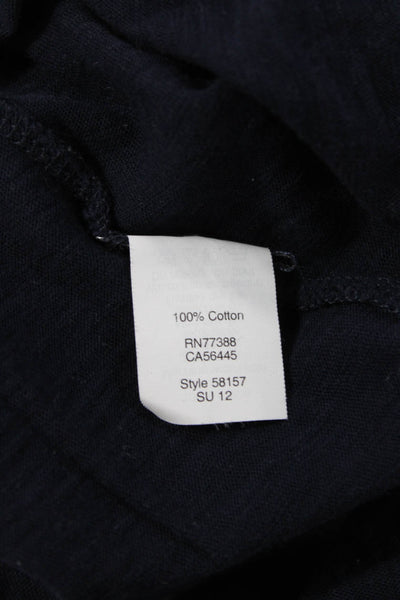 J Crew Women Dark Blue Cotton Basic Long Sleeve Round Neck T-Shirt Size 2XS
