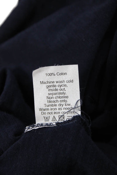 J Crew Women Dark Blue Cotton Basic Long Sleeve Round Neck T-Shirt Size 2XS