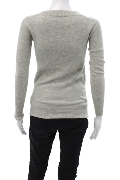 J Crew Women Gray 100% Cashmere V-Neck Pullover Long Sleeve Size 2XS