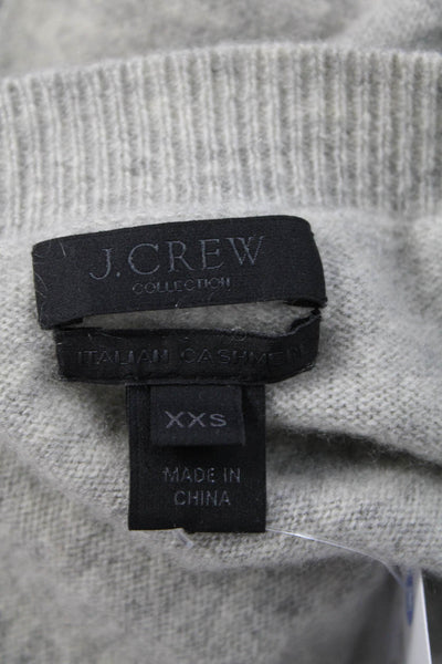 J Crew Women Gray 100% Cashmere V-Neck Pullover Long Sleeve Size 2XS