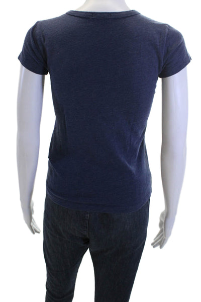 Crewcuts Childrens Girls Floral Applique Tee Shirt Navy Blue Size 12