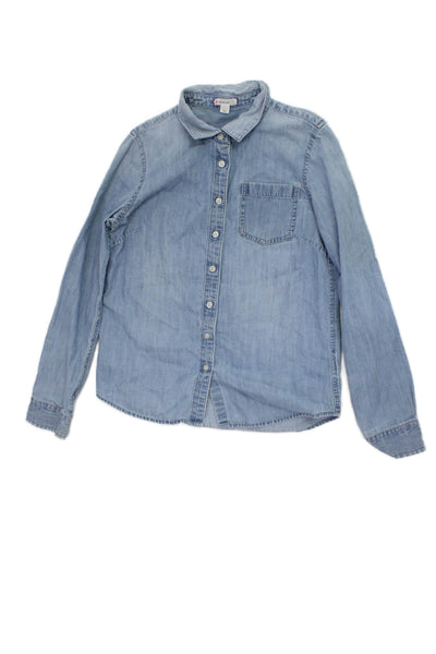 Crewcuts Childrens Long Sleeves Button Down Shirt Blue Cotton Size 14