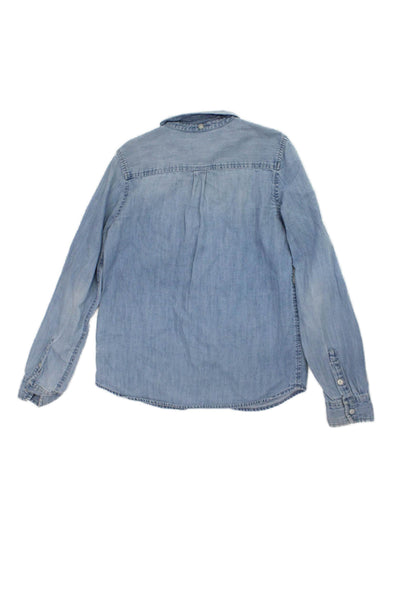 Crewcuts Childrens Long Sleeves Button Down Shirt Blue Cotton Size 14