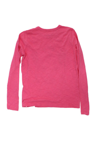 Crewcuts Childrens Girls Floral Print Tee Shirt Pink Gold Size 10-11
