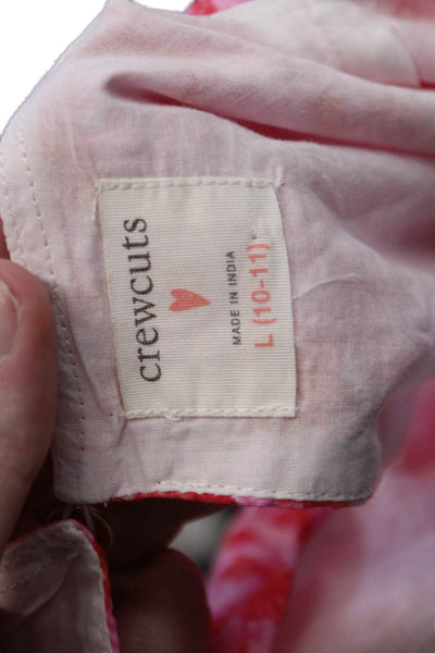 Crewcuts Childrens Girls Floral Print Blouse Pink Red Cotton Size 10-11