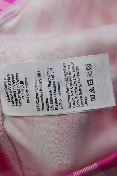 Crewcuts Childrens Girls Gingham Plaid Leggings Neon Pink White Size12