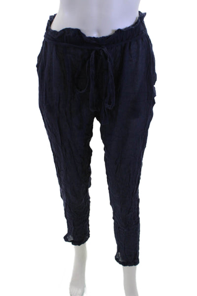 Eberjey Women Jogger Paperbag Pants Dark Blue Cotton Size S