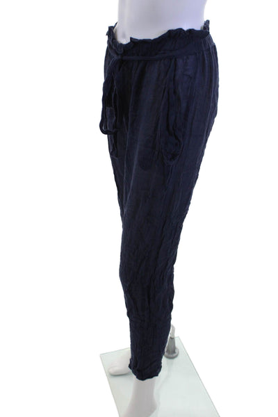 Eberjey Women Jogger Paperbag Pants Dark Blue Cotton Size S