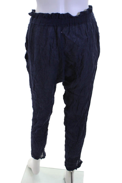 Eberjey Women Jogger Paperbag Pants Dark Blue Cotton Size S