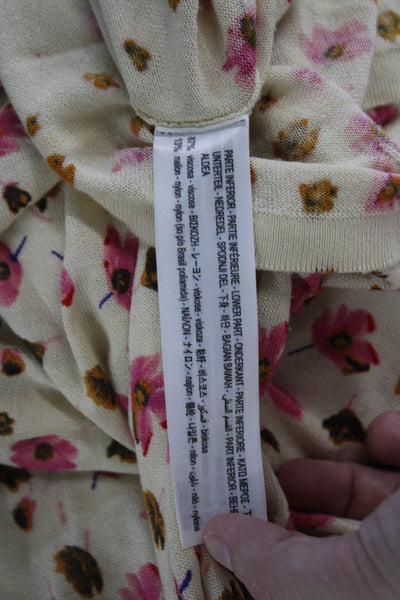 Zara Women Sundress Beige Floral Square Neck Long Sleeveless Size S