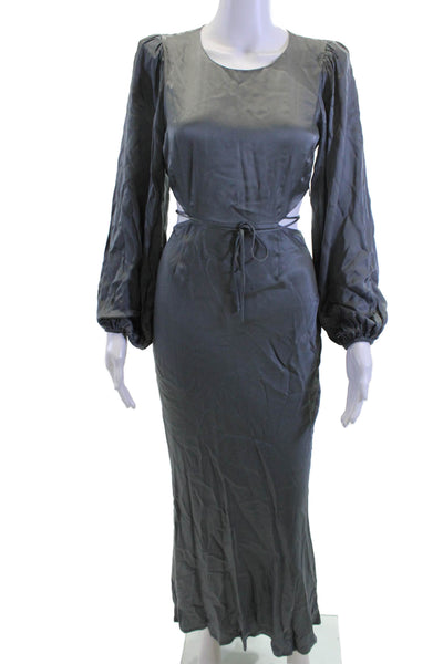 ASTR Womens Maxi Dress Dark Gray Long Sleeve Drawstring Size XS