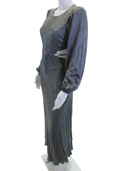 ASTR Womens Maxi Dress Dark Gray Long Sleeve Drawstring Size XS