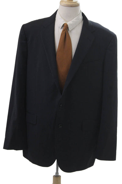 Joseph Abboud Mens Dark Blue Wool Blazer Button Collared Size 46