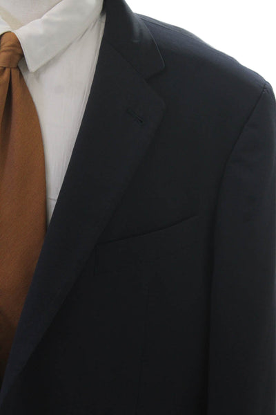 Joseph Abboud Mens Dark Blue Wool Blazer Button Collared Size 46