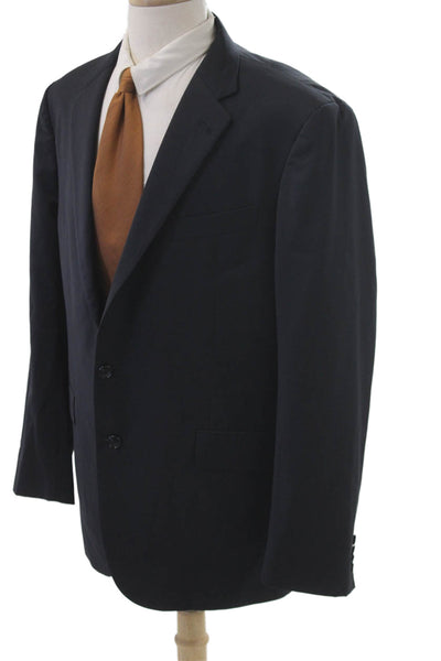 Joseph Abboud Mens Dark Blue Wool Blazer Button Collared Size 46