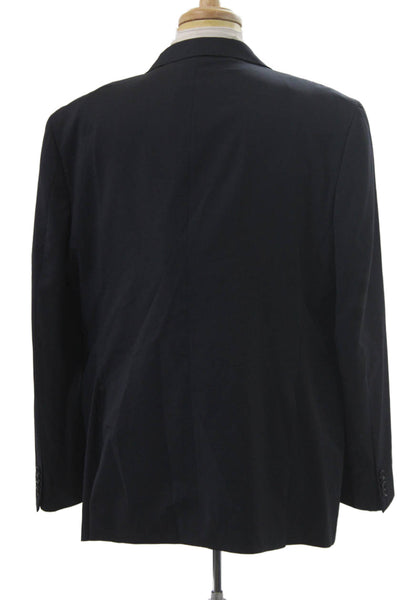Joseph Abboud Mens Dark Blue Wool Blazer Button Collared Size 46