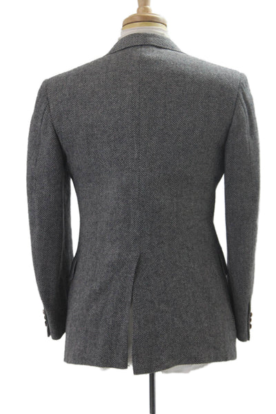 Nordstrom Mens Herringbone 100% Wool Sport Coat Gray Button Collared Size 42