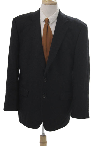 Joseph & Feiss Mens Suit Jacket Black Herringbone Lambswool Size 42