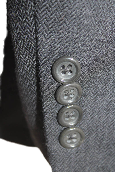 Joseph & Feiss Mens Suit Jacket Black Herringbone Lambswool Size 42
