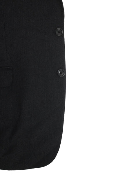 Joseph & Feiss Mens Suit Jacket Black Herringbone Lambswool Size 42