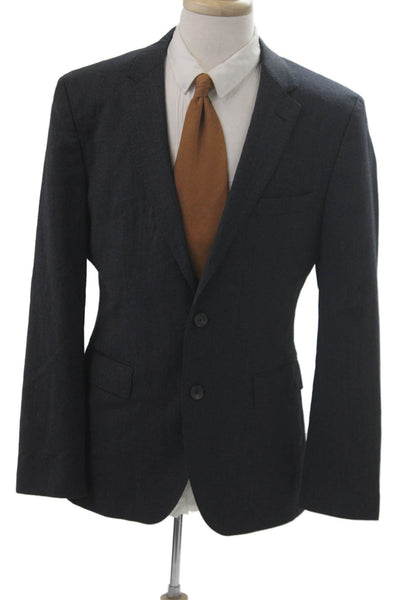 Boss Hugo Boss Men Dark Gray Solid Collared Button Suit Jacket Classic Size 38