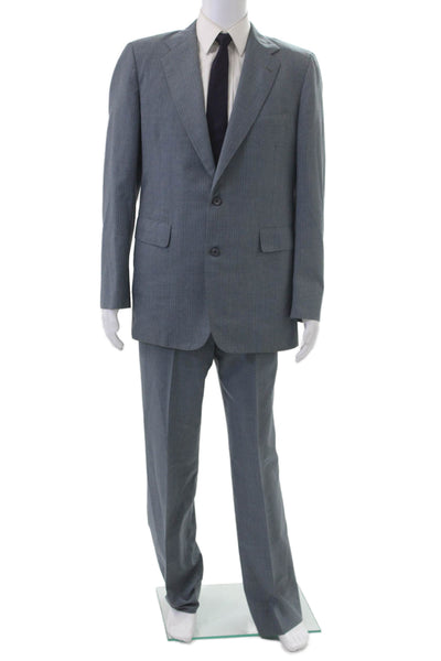 Nordstrom Mens 2 Piece Gray Striped Wool Blend Suit Size 42