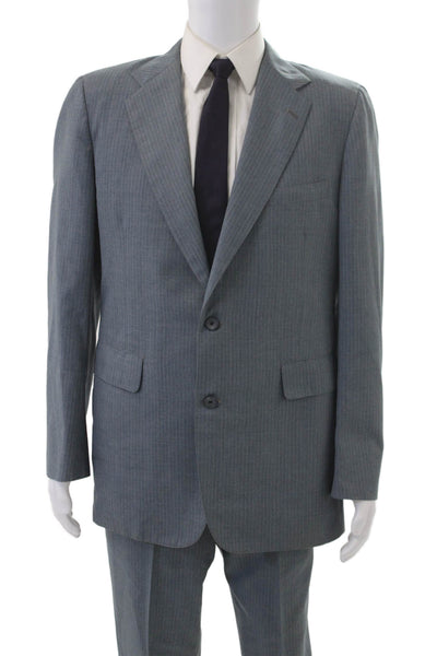Nordstrom Mens 2 Piece Gray Striped Wool Blend Suit Size 42