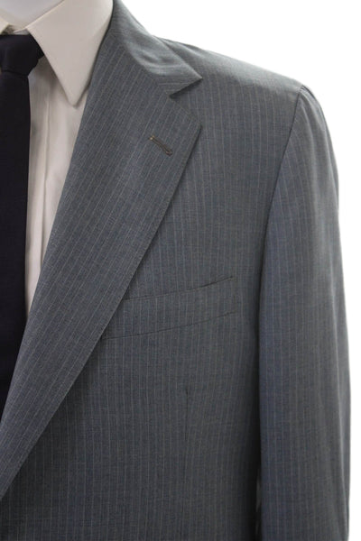 Nordstrom Mens 2 Piece Gray Striped Wool Blend Suit Size 42