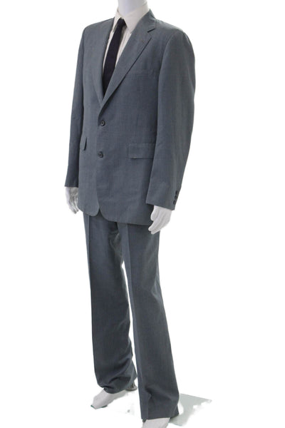 Nordstrom Mens 2 Piece Gray Striped Wool Blend Suit Size 42