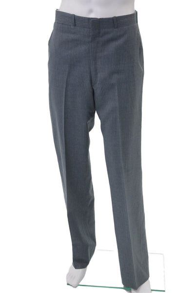 Nordstrom Mens 2 Piece Gray Striped Wool Blend Suit Size 42