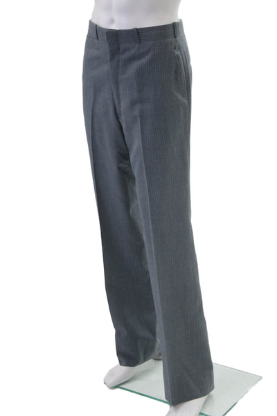 Nordstrom Mens 2 Piece Gray Striped Wool Blend Suit Size 42