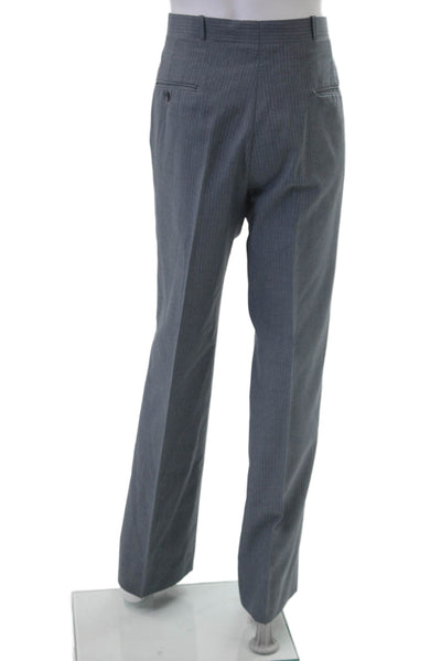Nordstrom Mens 2 Piece Gray Striped Wool Blend Suit Size 42