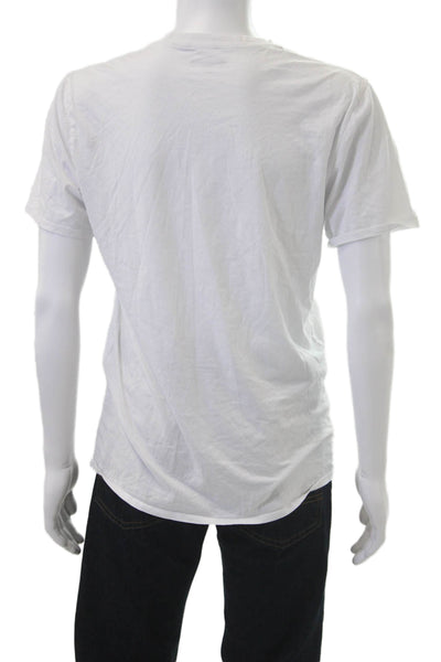 Karl Lagerfeld Men Graphic Print White Cotton Short Sleeve T-Shirt Size M