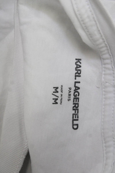 Karl Lagerfeld Men Graphic Print White Cotton Short Sleeve T-Shirt Size M