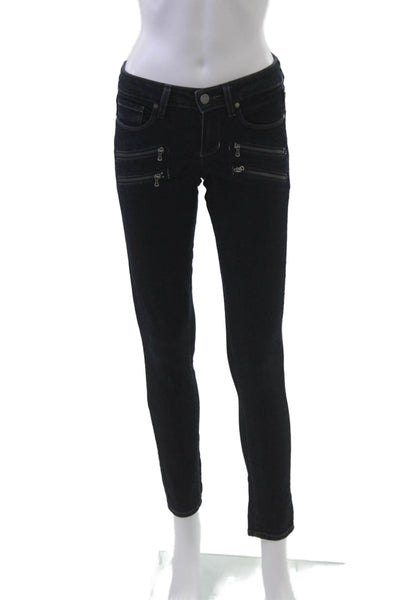 Paige Womens Ankle Skinny Jeans Dark Blue Mid-Rise Size 25
